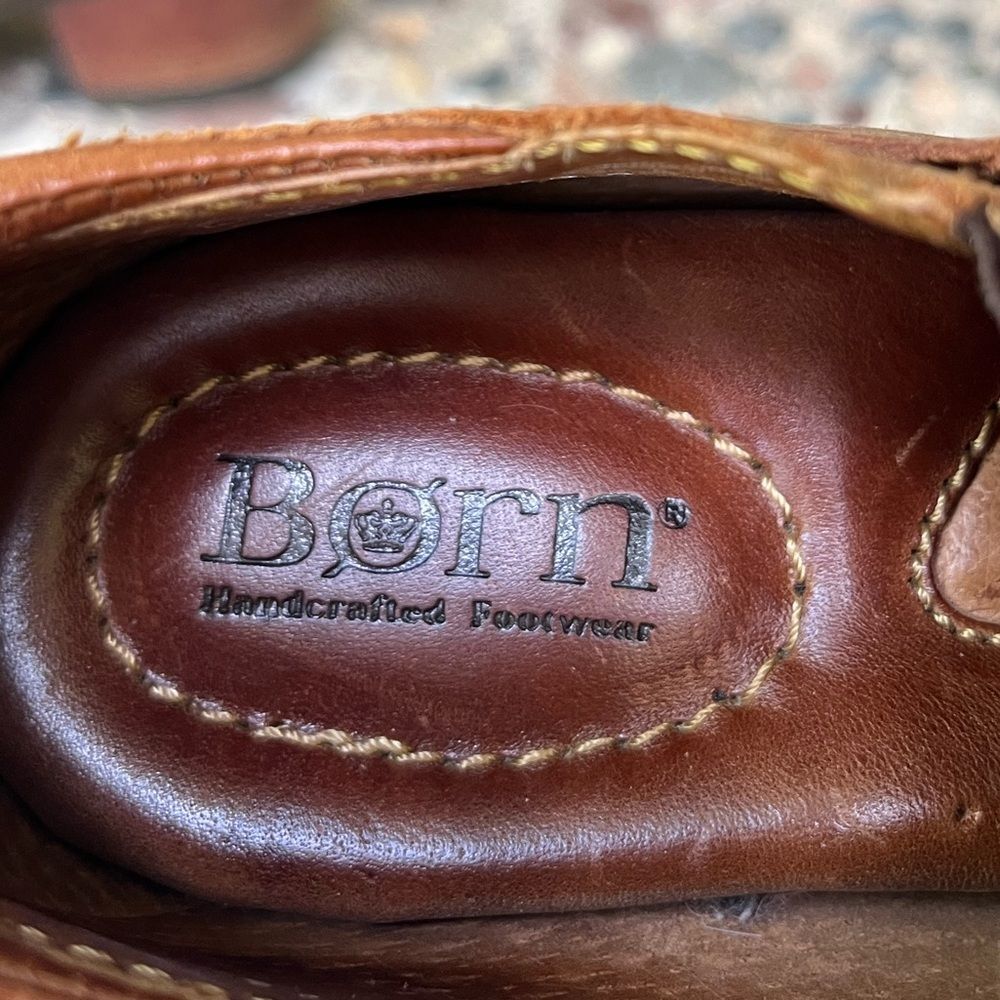 Born Handcrafted Footwear rich brown leather ankle booties, logo, Velcro, 7.5 - Picture 3 of 12